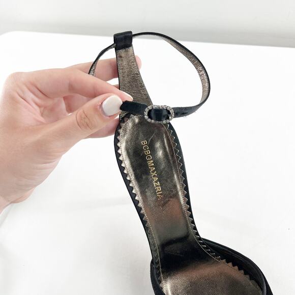 BCBGMaxAzria Suede Ankle Strap Pointed Toe Pump Heels Black 8.5 - Picture 5 of 9